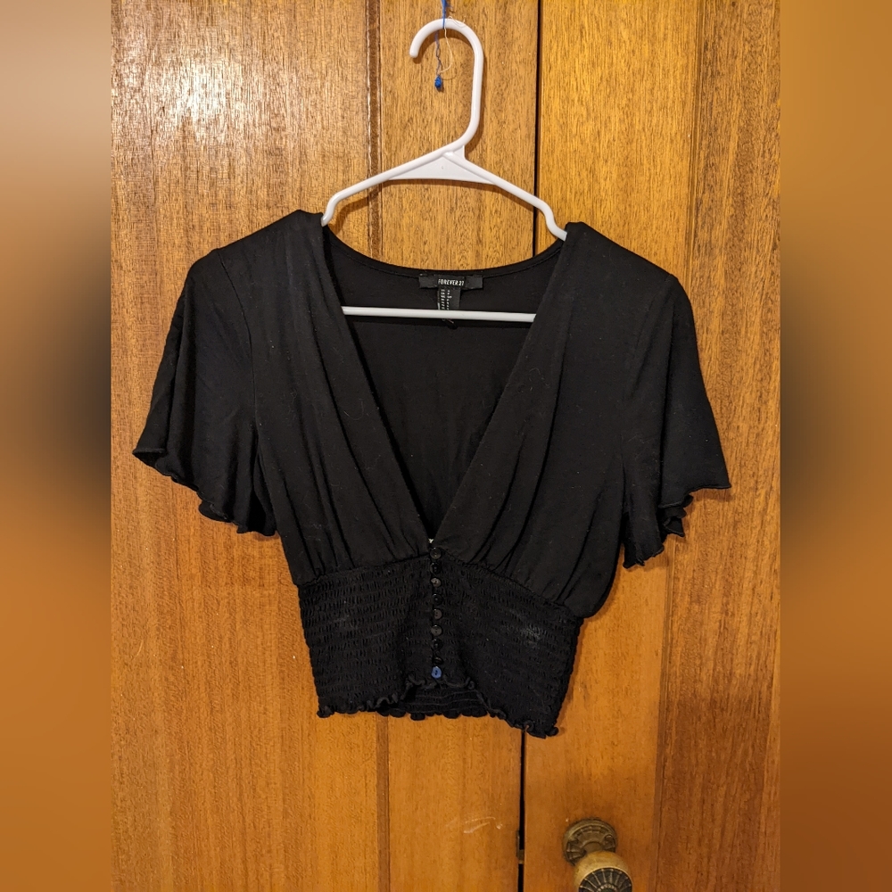 Forever 21 black v-neck plunge shirt